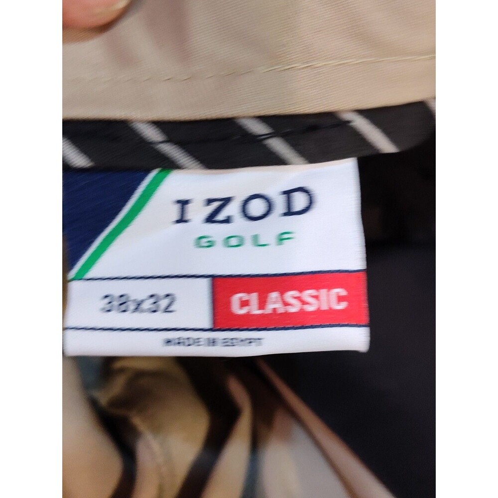 IZOD Golf Pants Men’s 38 NWT Sport Flex Stretch Trousers Sun Control Khaki - Picture 12 of 12